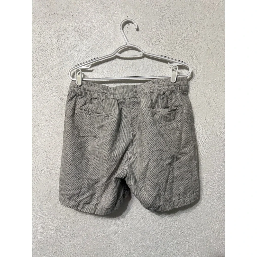 J.Crew Mens Dock Shorts Linen Cotton Blend Striped Grey White Size M Casual Work